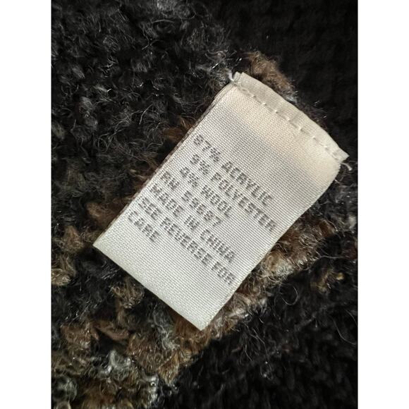 Curio New York Cardigan Sweater Black Brown Abstract Asymmetrical Zip Large JL - Picture 7 of 8